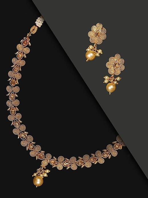 Premium Gold-Plated Artificial Stone-Studded Jewellery Set