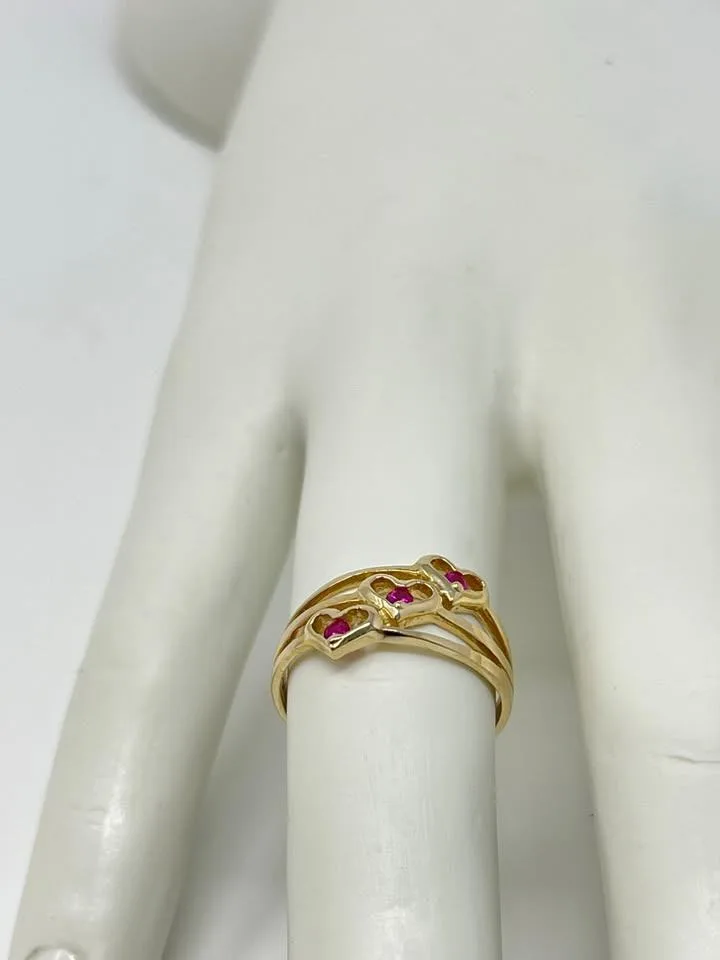Triple Shank/Heart Gold Ring thumbnail
