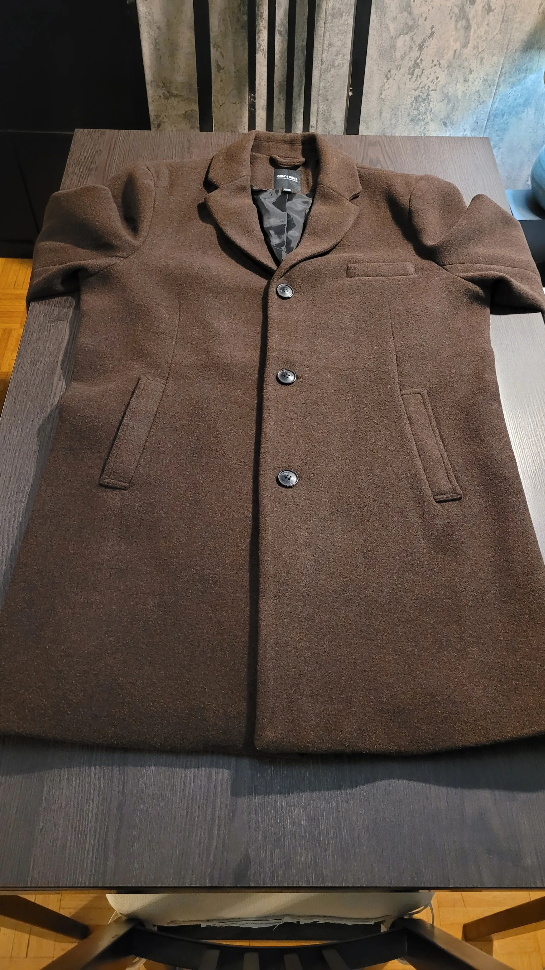Only & Sons long winter coat size XL dark brown