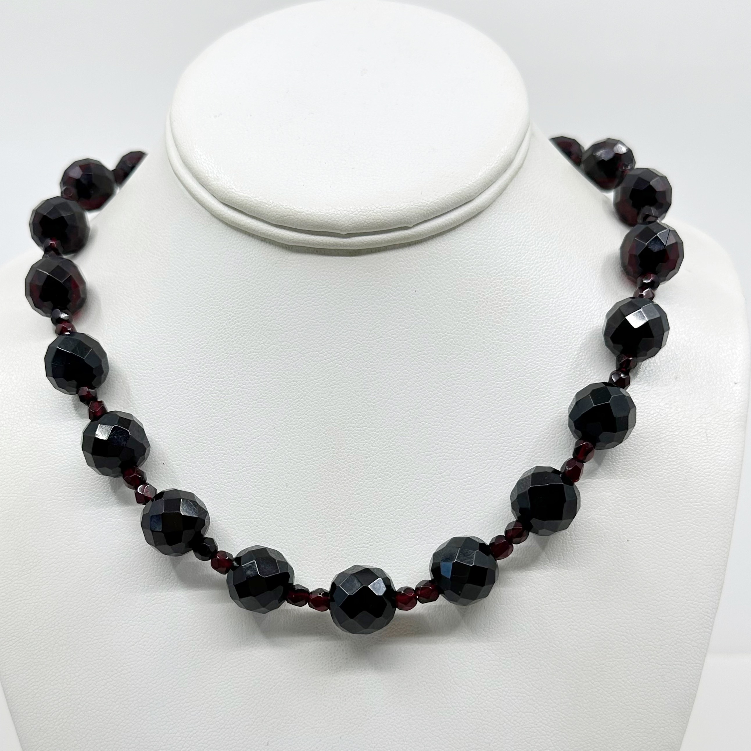 Vintage Gold tone lucite cherry amber bead necklace - GM345 - photo 2