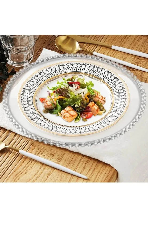 Lawei 12 Pack Clear Charger Plates, 13 Inch image indicator(4)