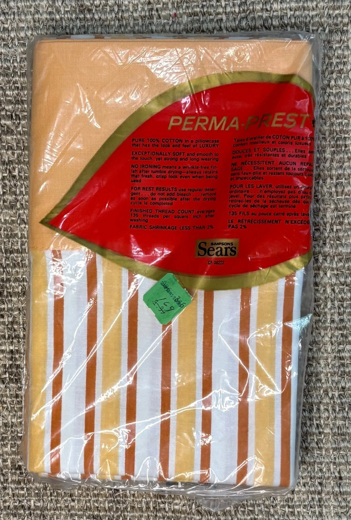 Simpsons Sears Canada Orange Stripe Cotton Queen Pillowcases image indicator(4)
