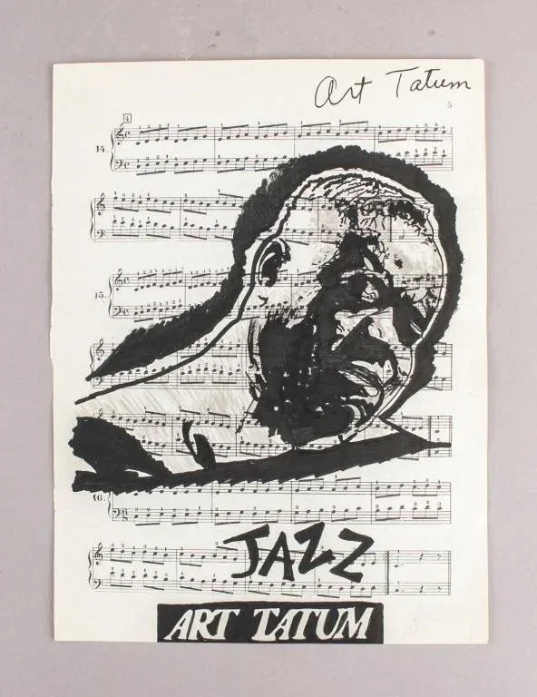 ORIGINAL ART-American Ink on Music Score Paper Signed Art Tatum thumbnail