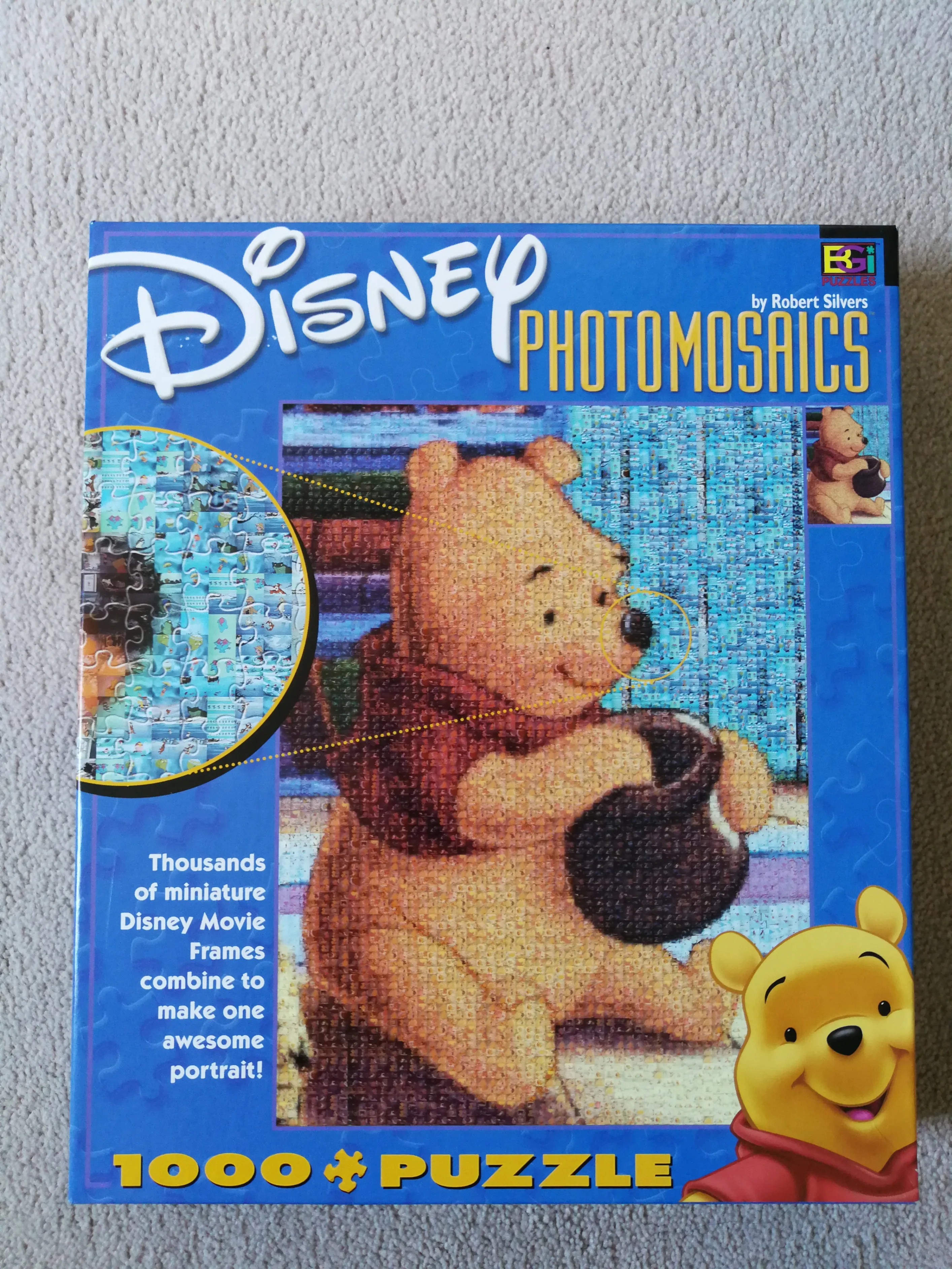 MINT FRAMED 1990s Disney Photomosaic Winnie the Pooh Puzzle image indicator(2)
