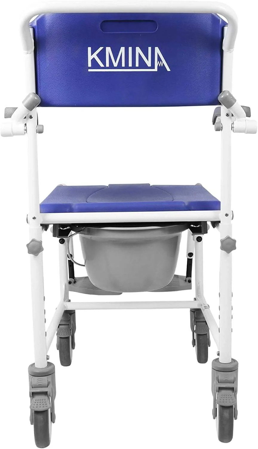 Adjustable Shower Commode Chair with Wheels & Footrest image indicator(4)