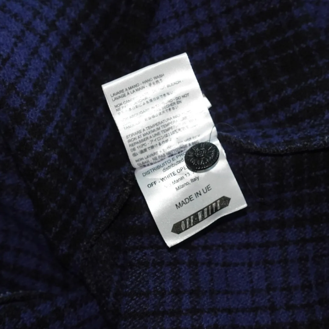 Off-White Virgil Abloh Diagonal Navy Wool Flannel Shirt Jacket image indicator(5)