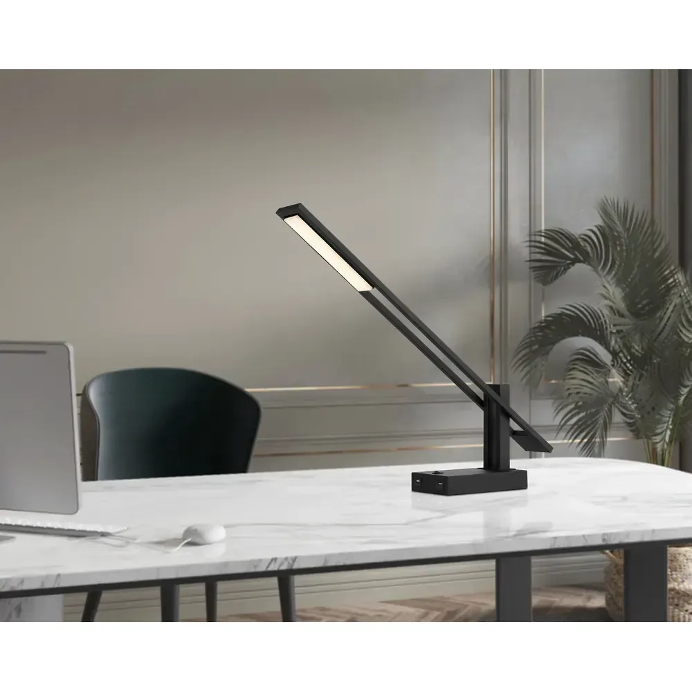 Barely Used Modern LED Metal Desk Lamp w/ USB - Modern Minimal image indicator(2)