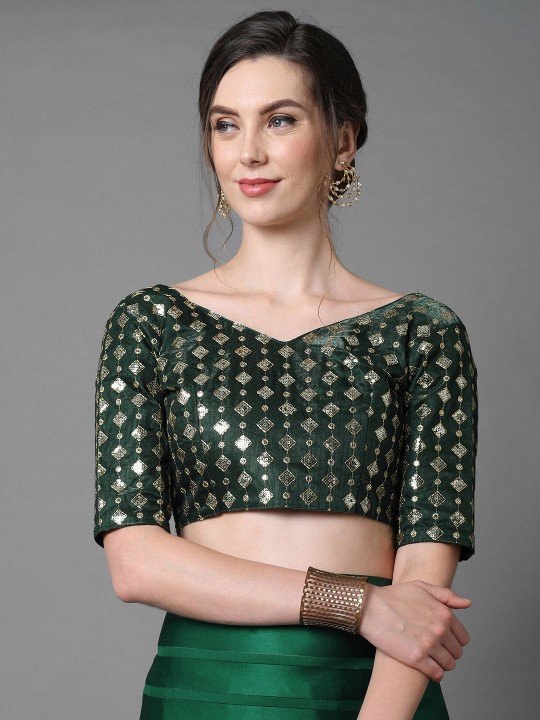 Green Striped Leheriya Saree – Traditional Tie-Dye Elegance - photo 4