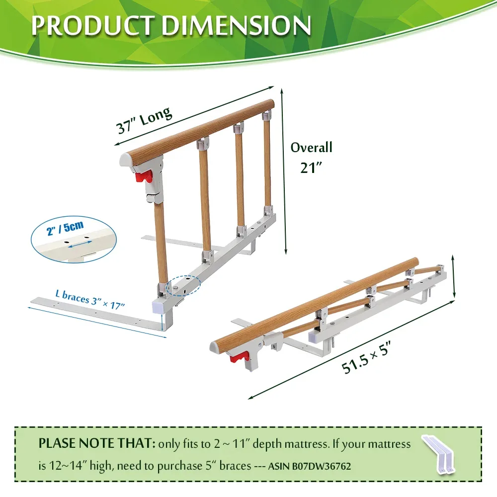 Safety Bed Rail Assist- Folding, Wooden image indicator(2)
