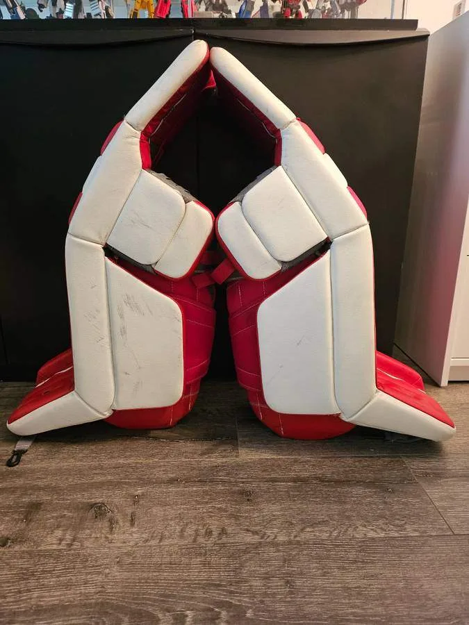 Warrior Ritual GT Pro Hockey Goalie Pads Custom Red White 30+2 image indicator(3)