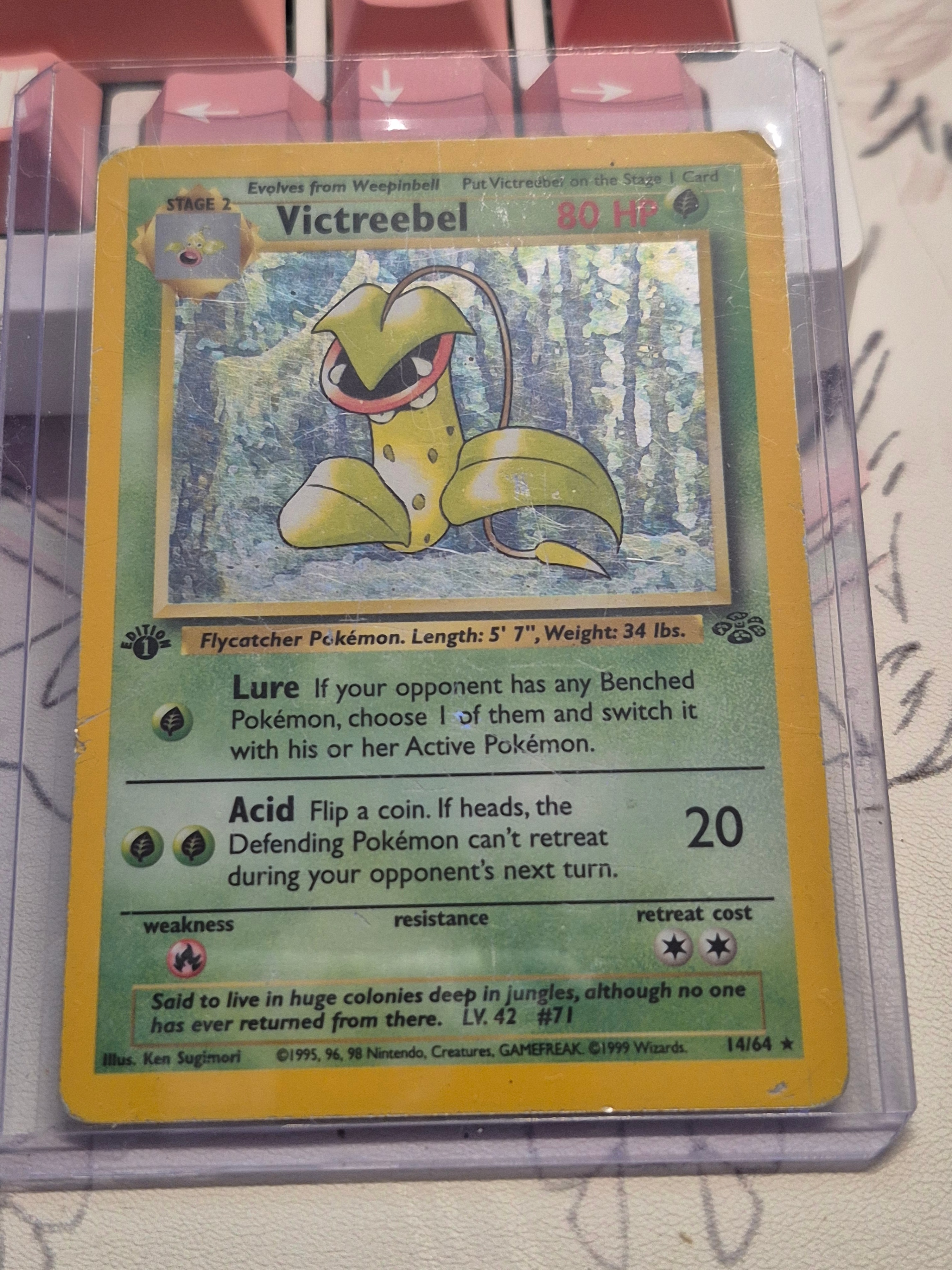 Holo victreebel 14/64 very poor condition pokemon card