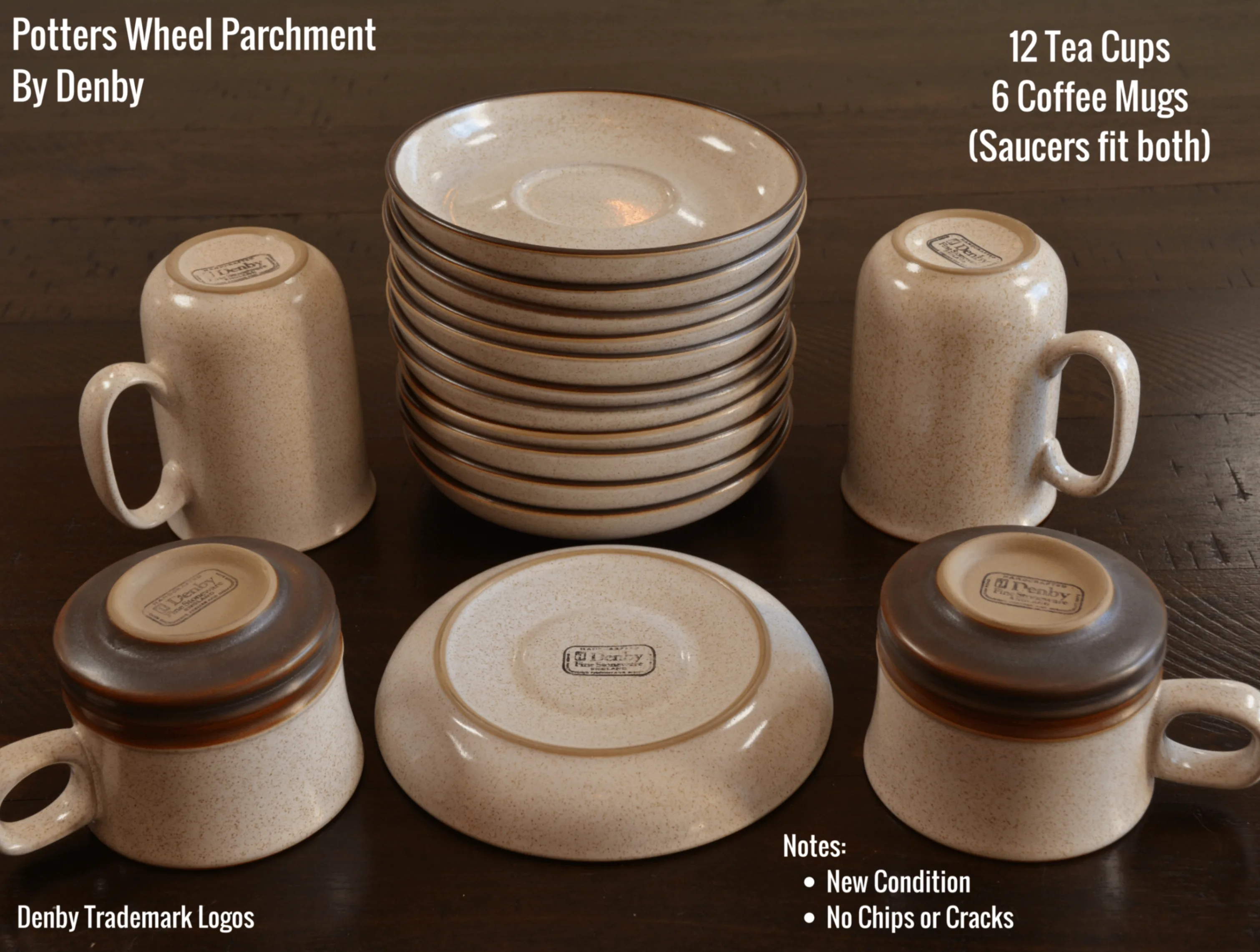 Denby - Potters Wheel Parchment Stoneware - Tea Cups-Coffee Mugs image indicator(2)