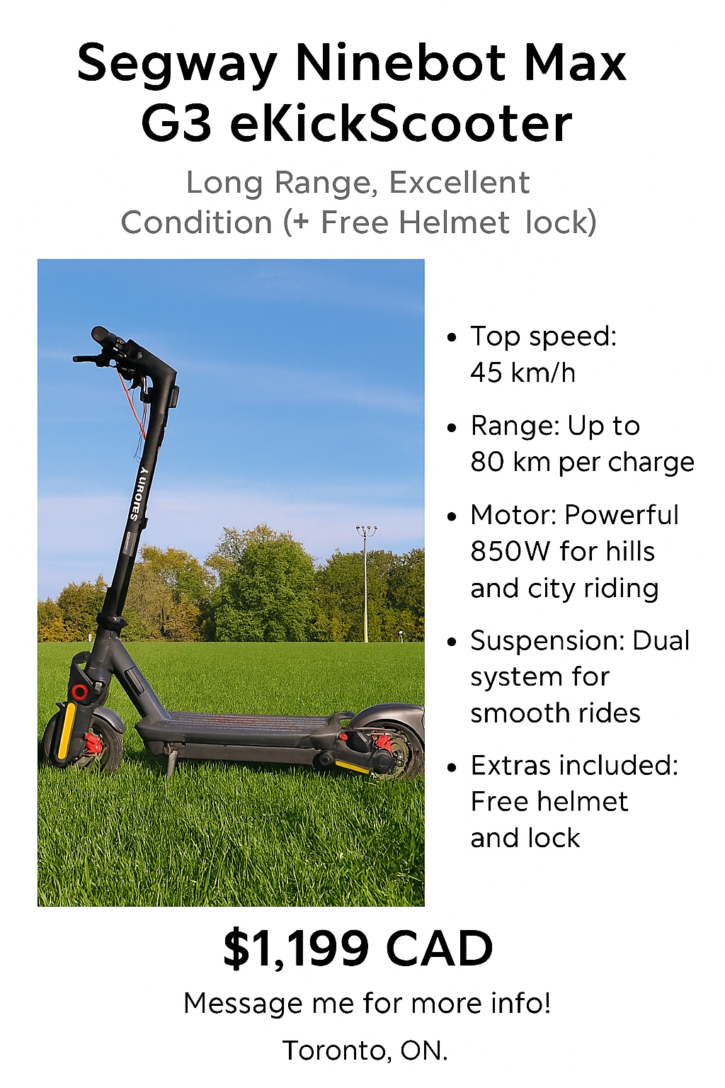 🚨 For Sale: Segway Ninebot Max G3 eKickScooter 🚨