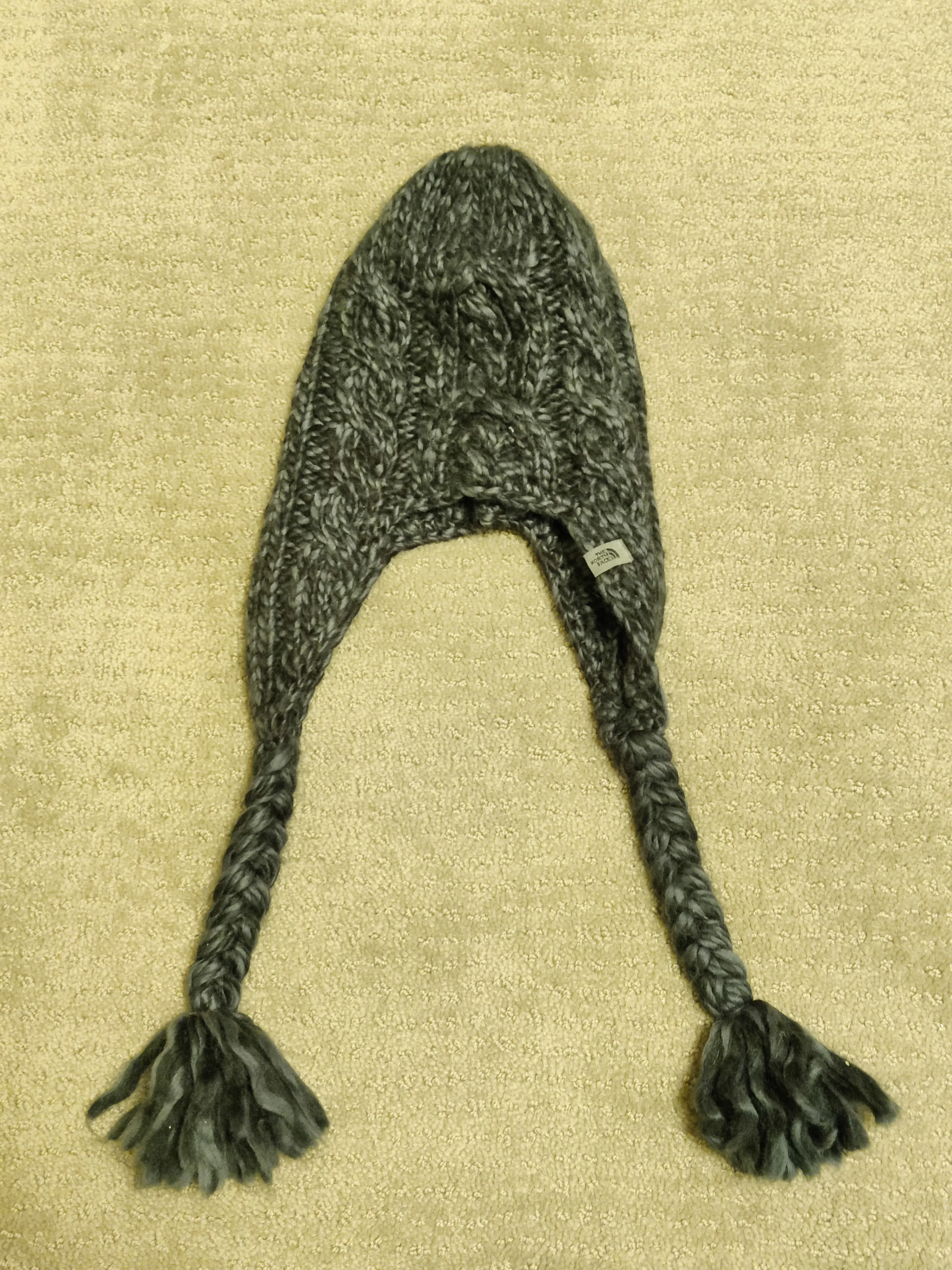 Women North Face Winter Knit Toque Hat Earflap Cable Braids