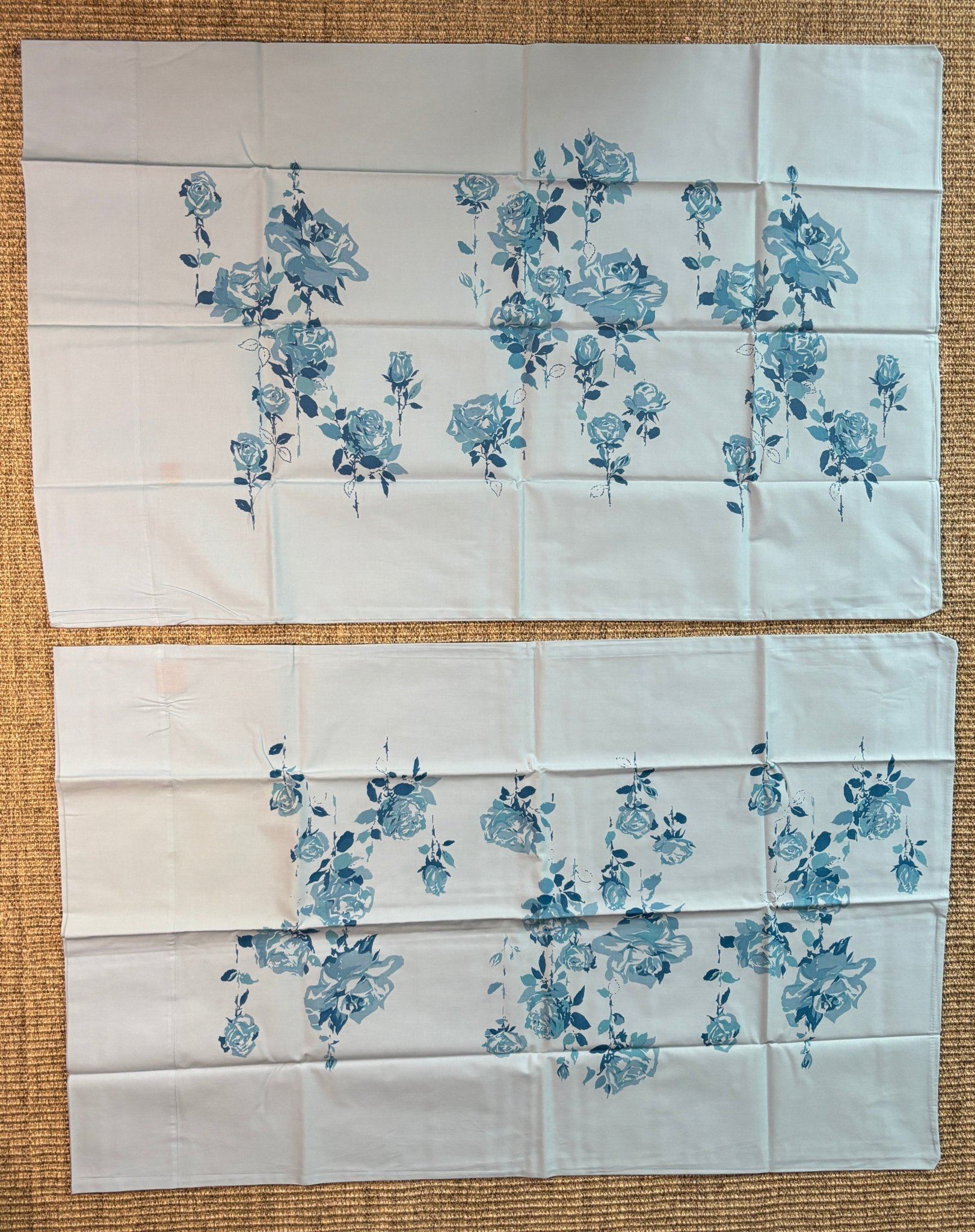 Sears Canada Twilight Flower Blue Vintage Queen Pillowcases