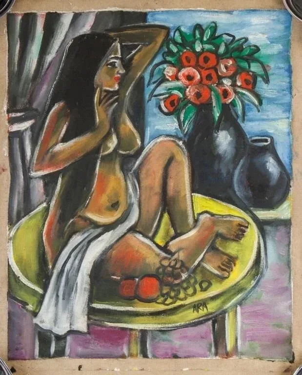 Indian Oil on Canvas Signed Krishnaji Howlaji Ara thumbnail