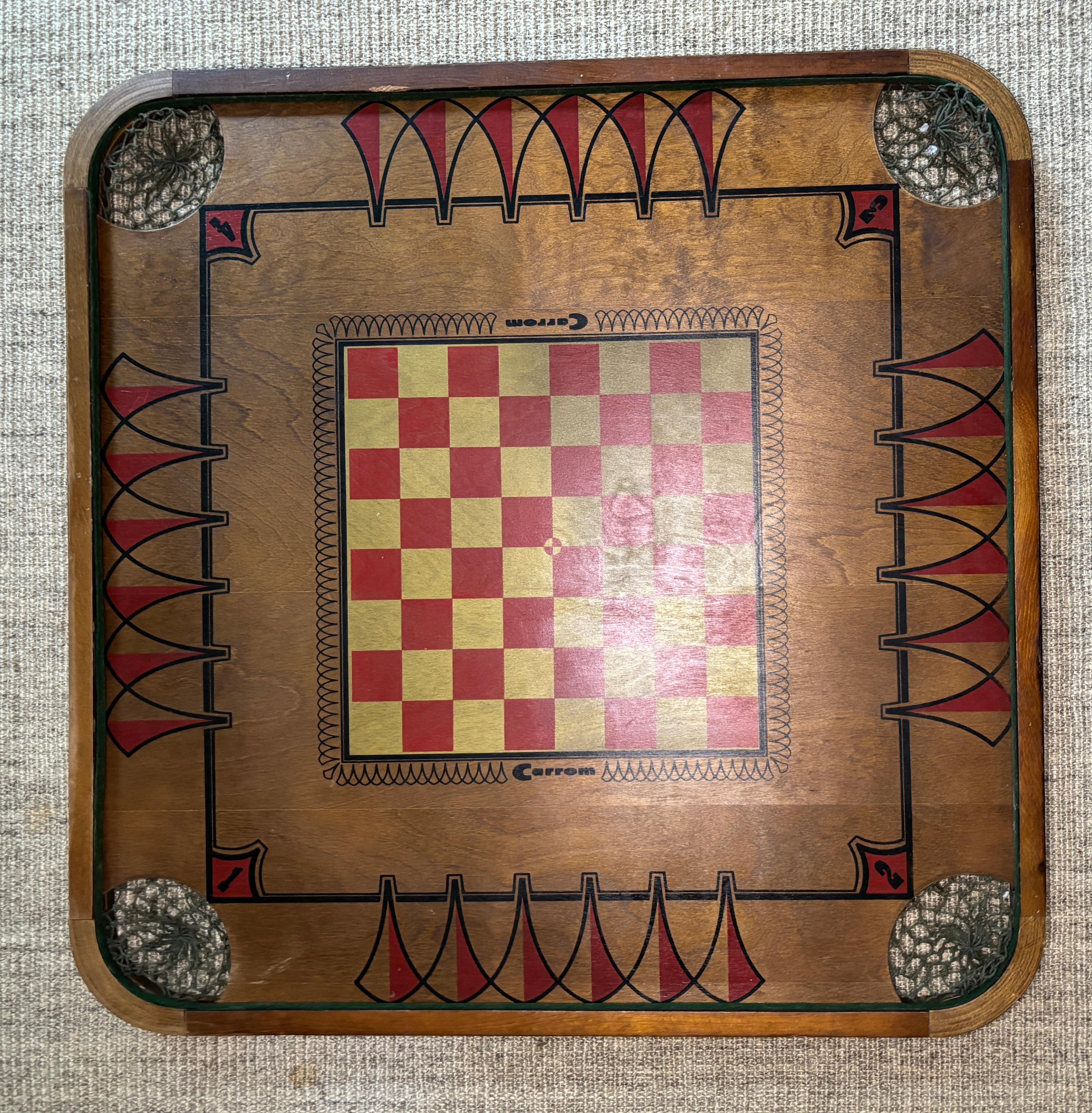 Vintage Carrom Tabletop Game Board