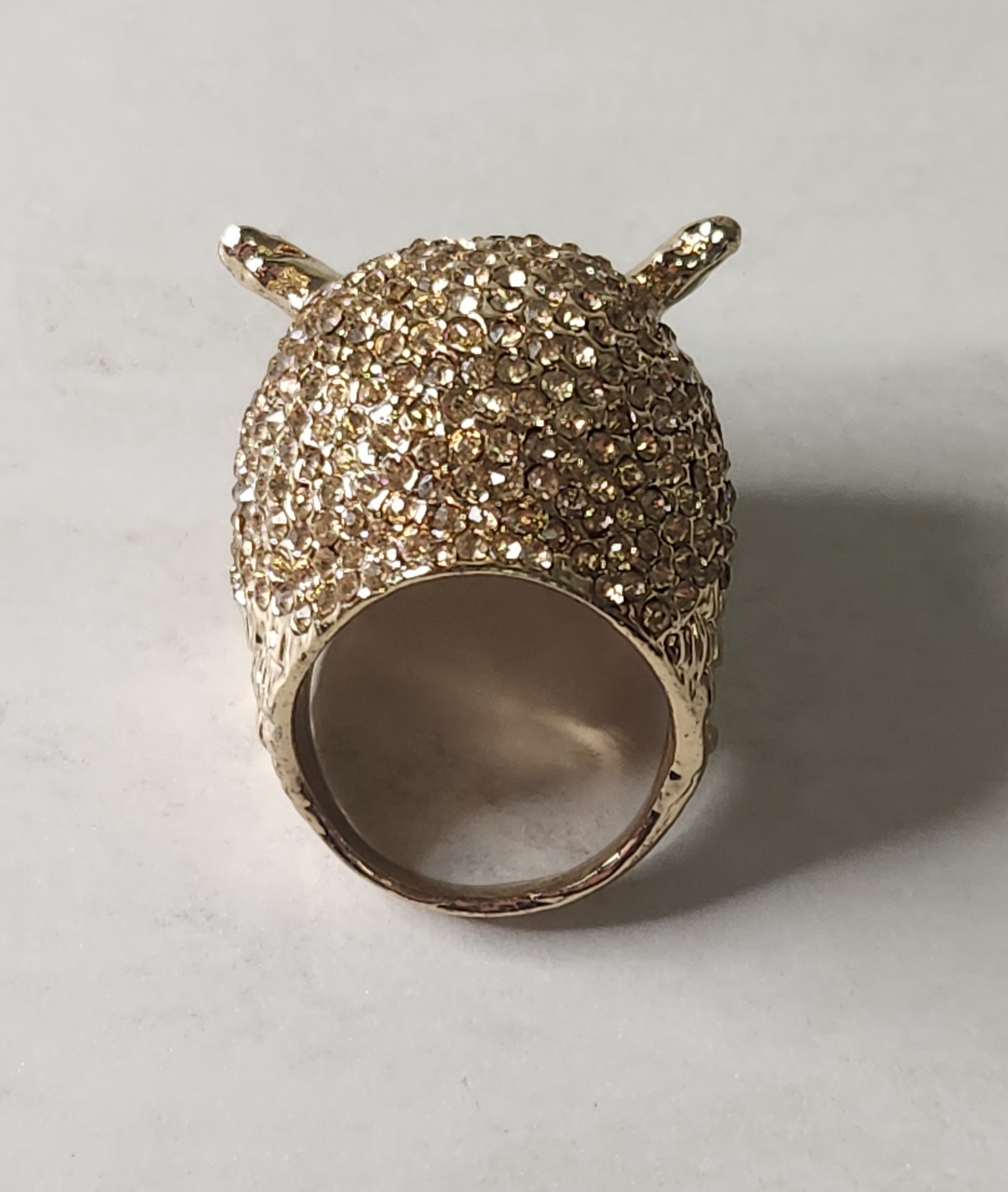 Owl Ring, Multi Colour Austrian Crystal in Stainless Gold Finish - photo 2