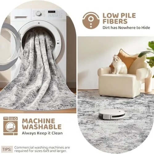 UERMEI 5x7 Area Rug Living Room Rugs - Washable Neutral Modern image indicator(3)