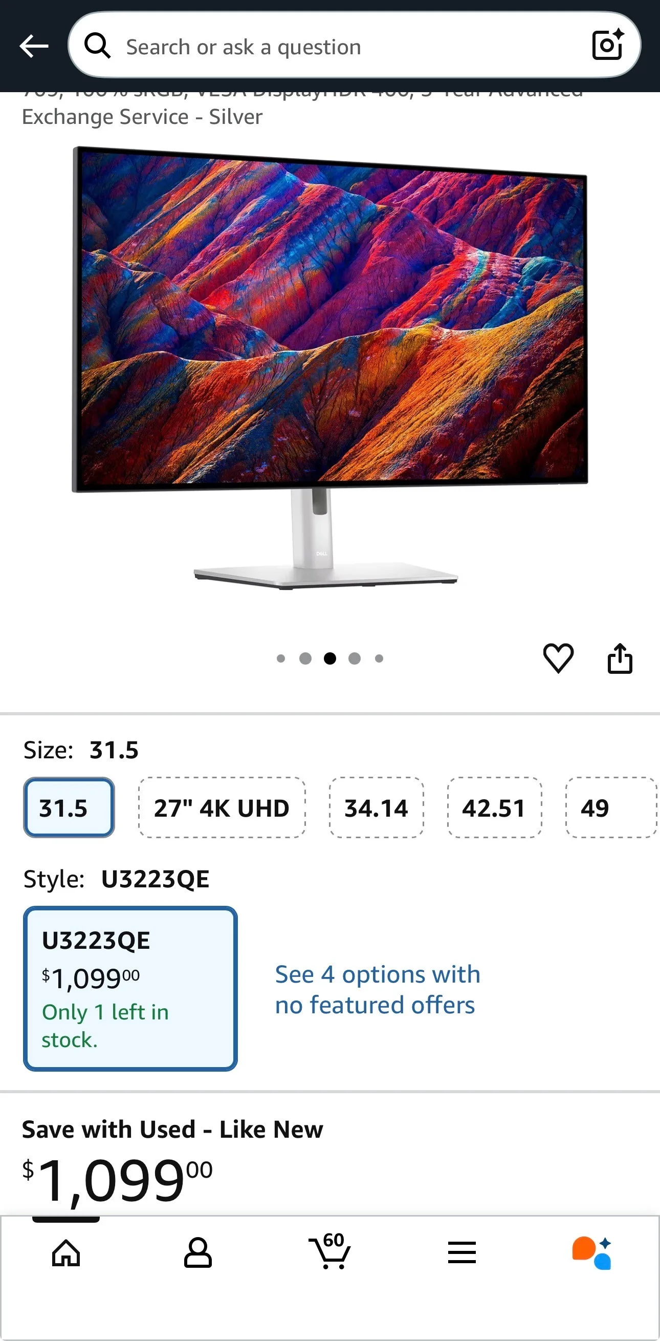 Dell UltraSharp 32 4K Thunderbolt Hub Monitor - U3223QE thumbnail