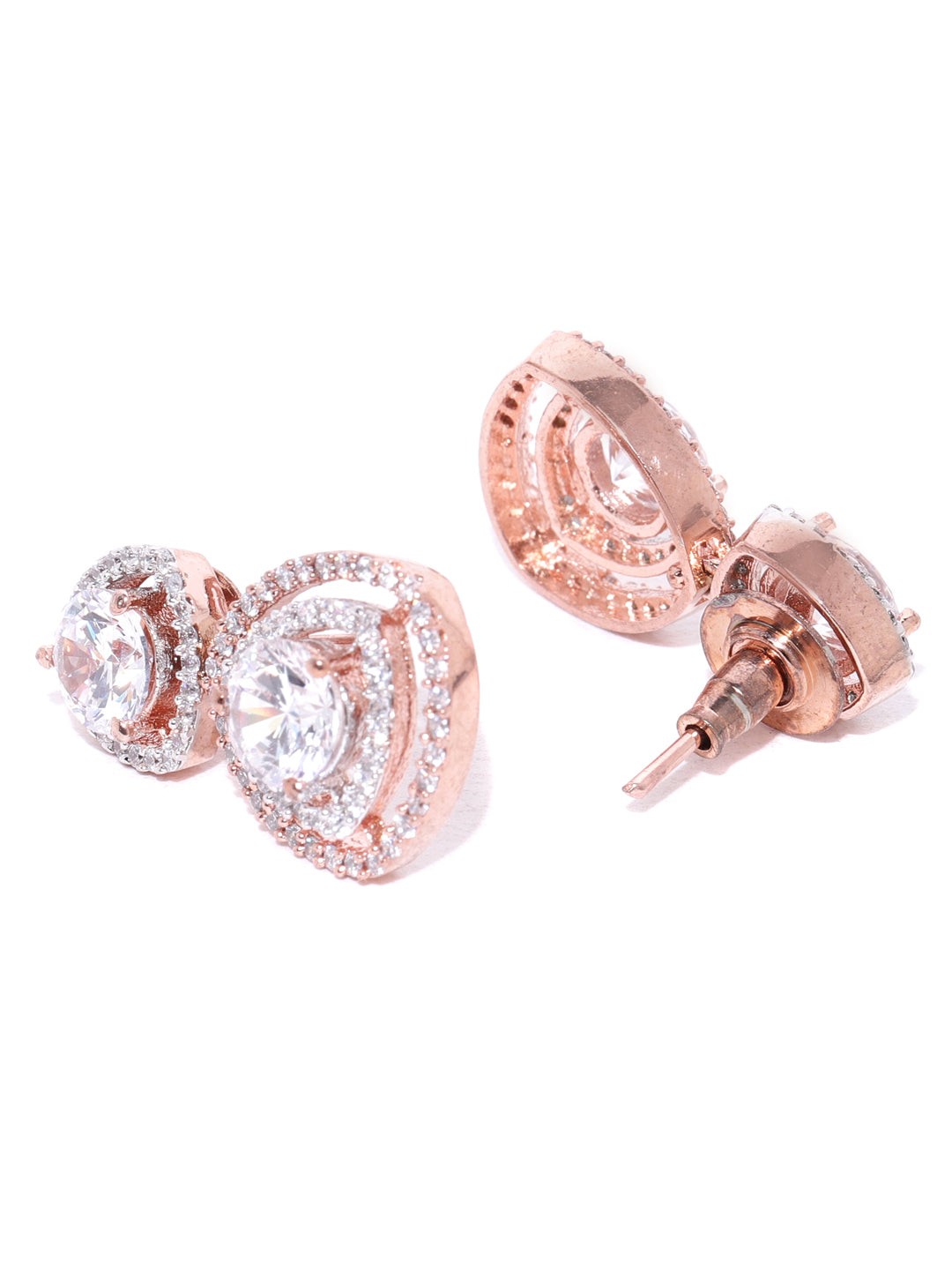 Premium Rose Gold-Plated American Diamond Earrings for Women - photo 4