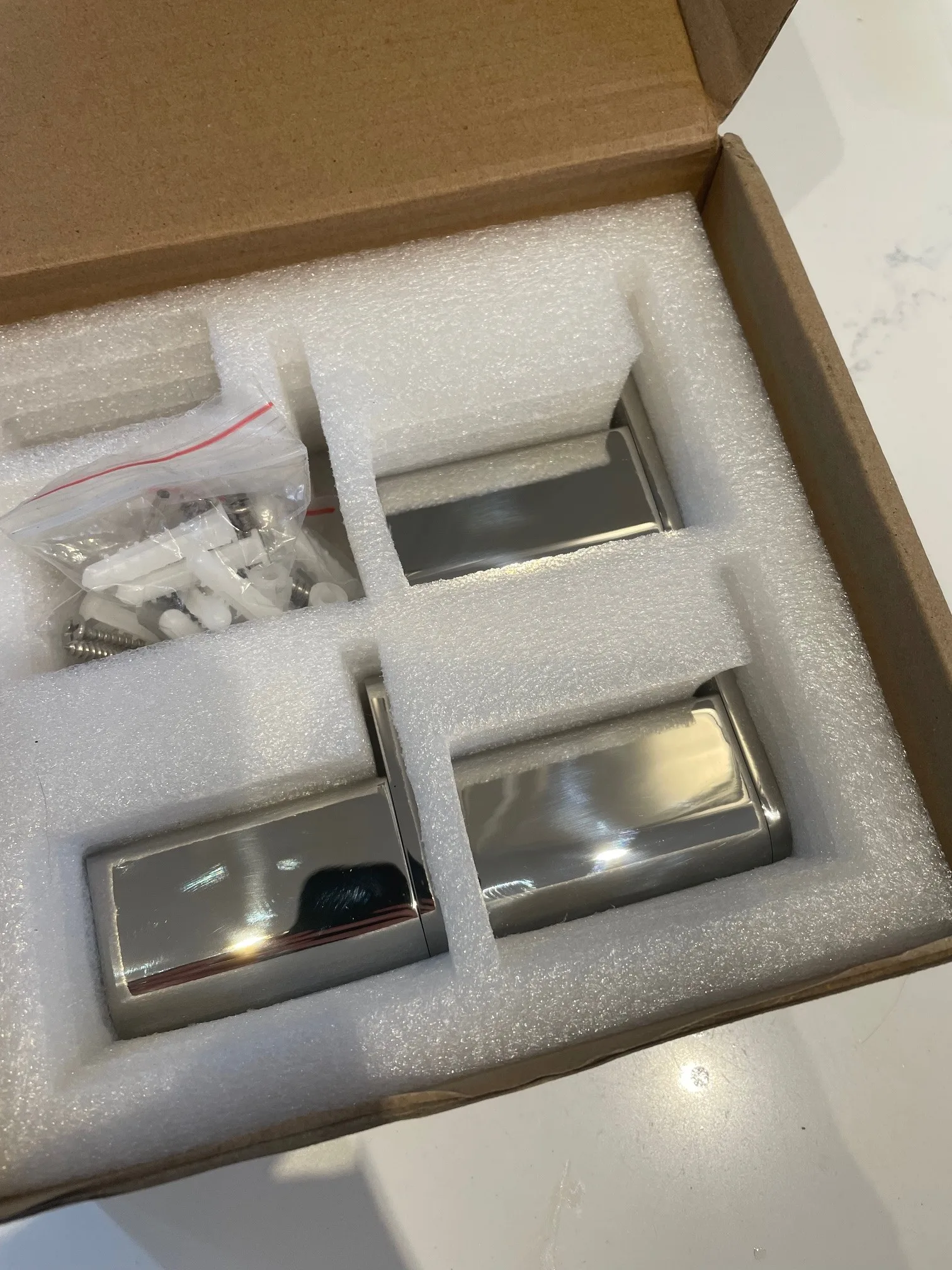 NEW IN BOX - 3 chrome bathroom towel/robe hooks image indicator(2)