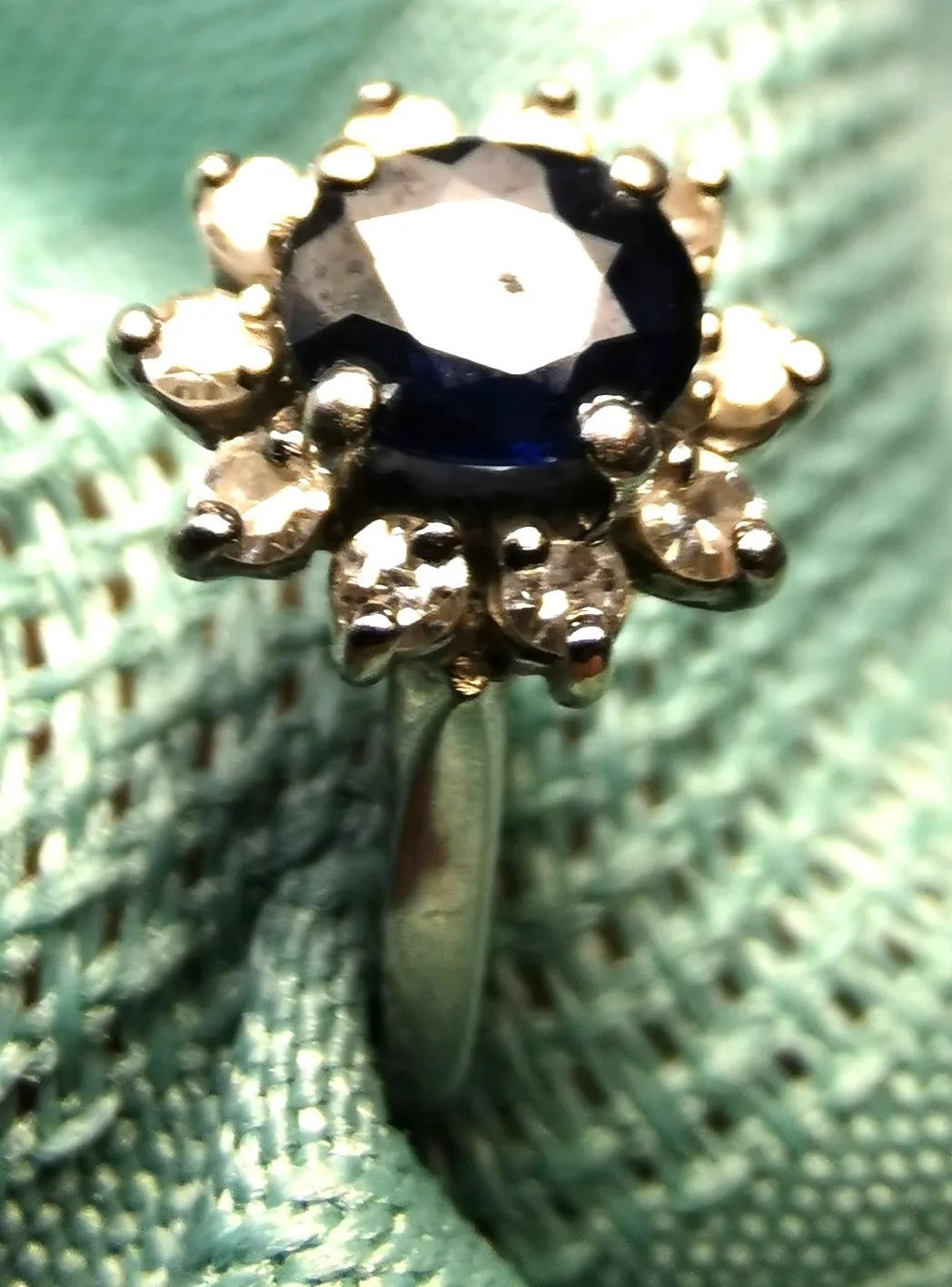 Ring 14k White Gold Natural Blue Sapphire Ten Diamond Accents image indicator(7)