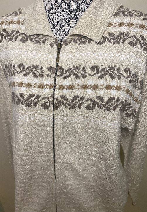 Cottage Cove Winter Beige Full Zip Women’s Cardigan Large - photo 2