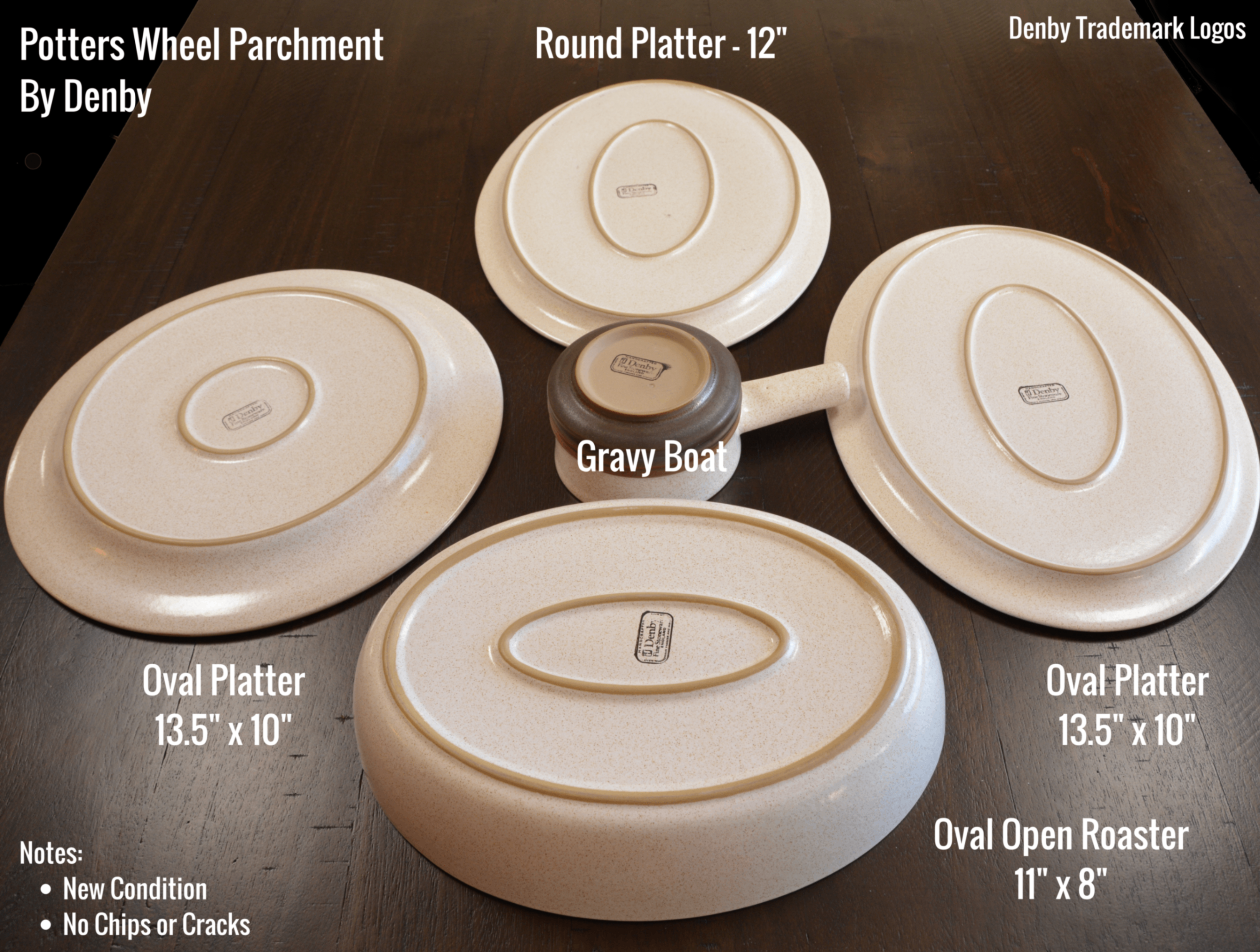 Denby - Potters Wheel Parchment - Platters & Oval Roaster - photo 2
