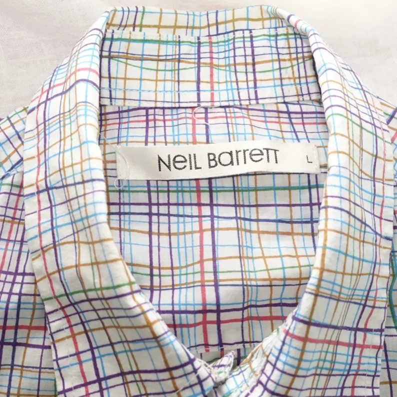 Neil Barrett Multicolor Plaid Button Up Shirt - Size L image indicator(3)