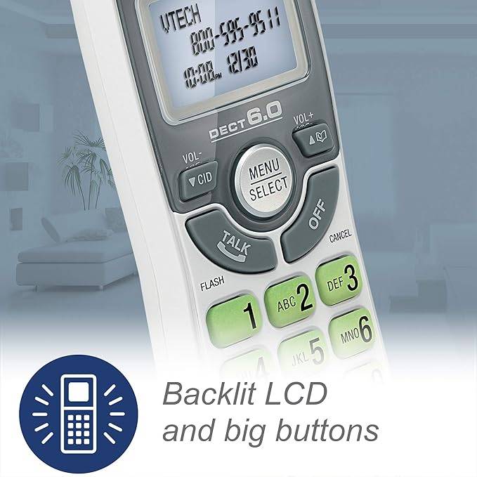 VTech DECT 6.0 Single Handset Cordless Phone with Caller ID