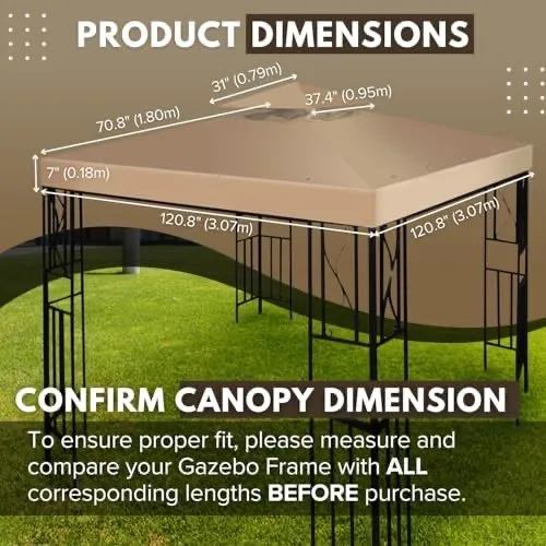 Flexzion Gazebo Cover Replacement Canopy Top 10x10 Ft (3m x 3m) image indicator(2)