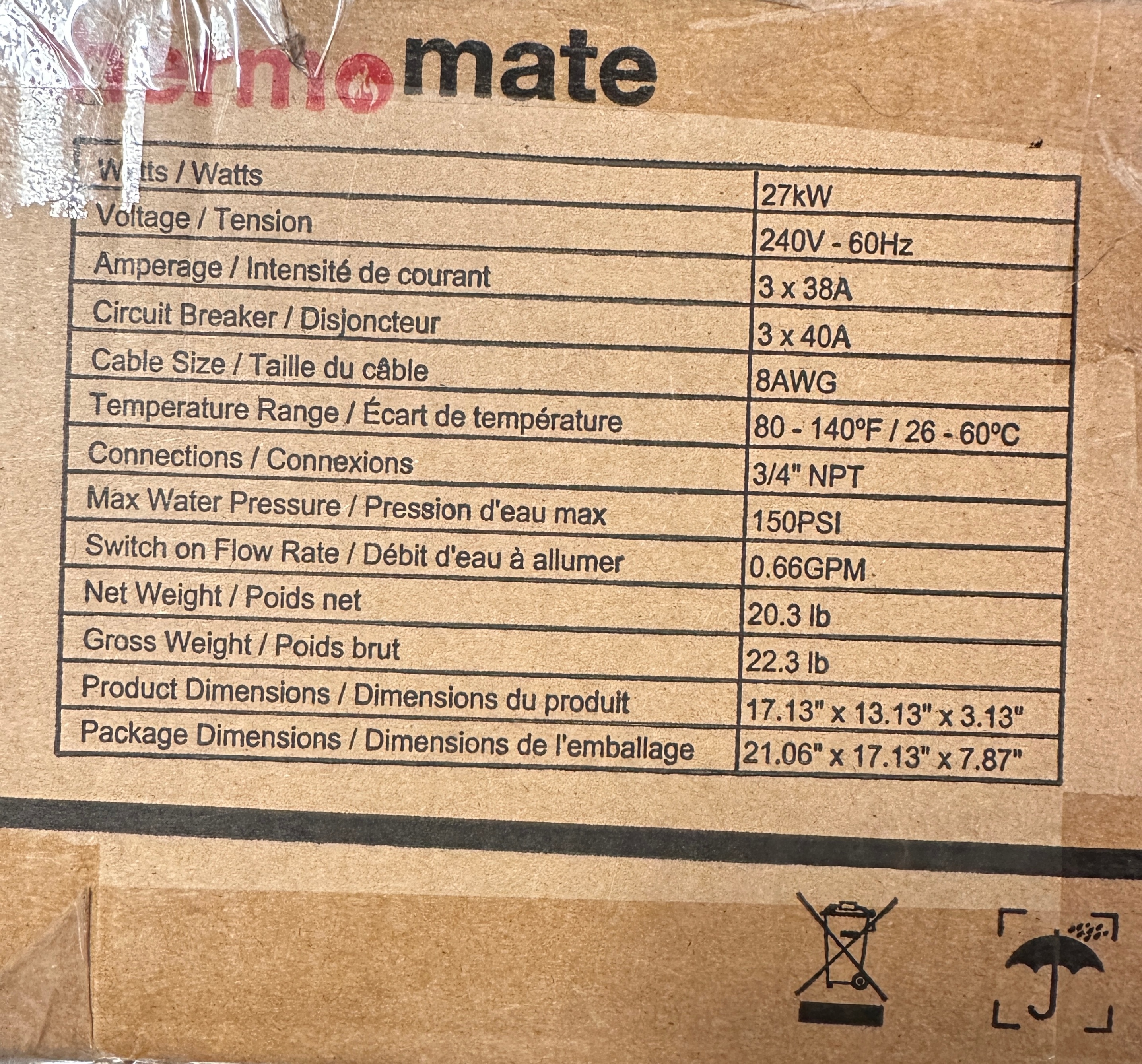 Tankless Water Heater 27kW Instant Digital Temp Water HeatherNEW - photo 3