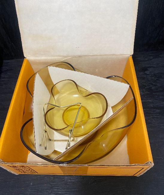 Anchor Hocking Accent Modern Honey Amber Glass Chip & Dip Bowl - photo 3