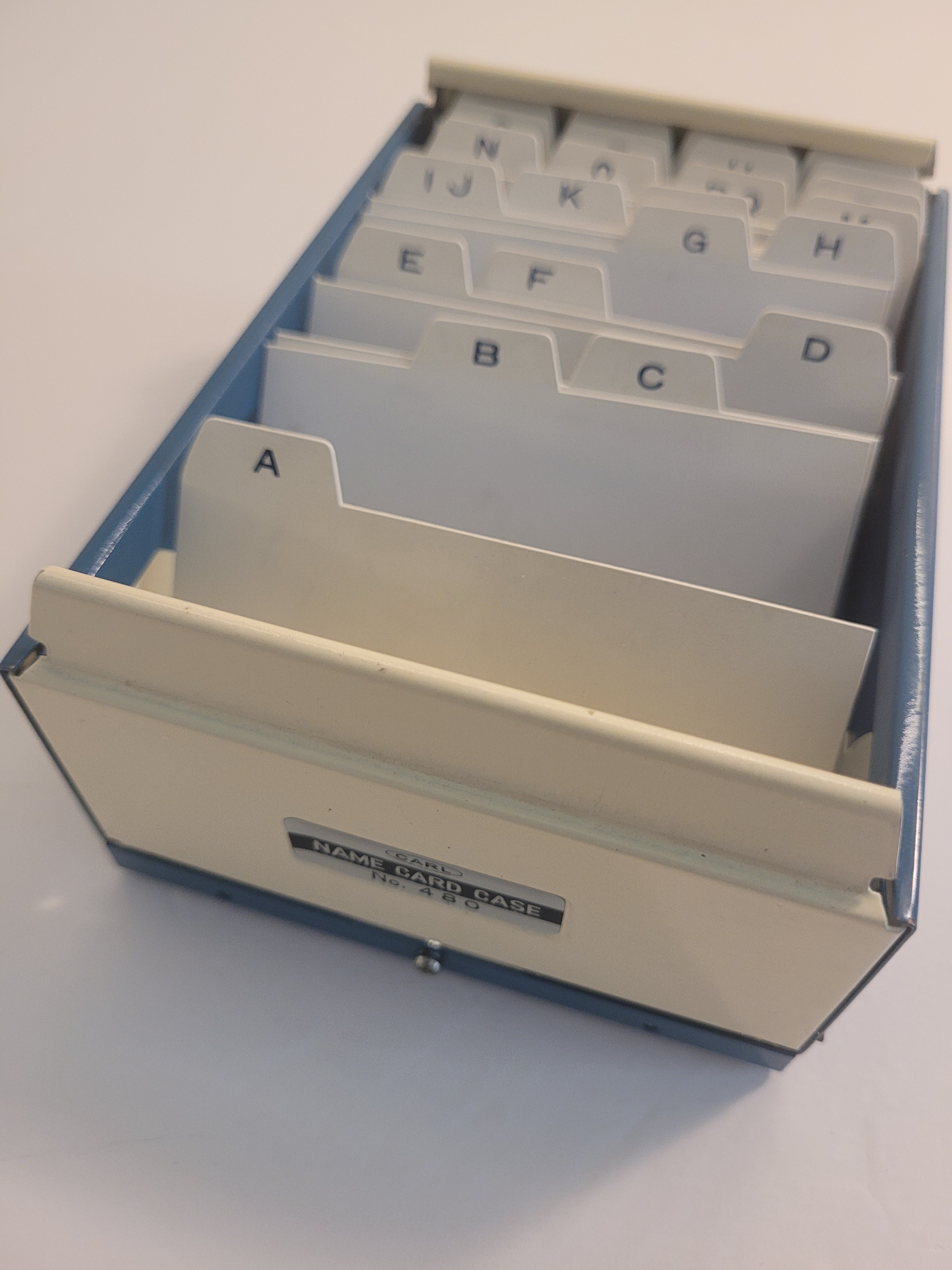 Vintage Blue/White Metal Business Cards Holder with Index Cards - photo 5