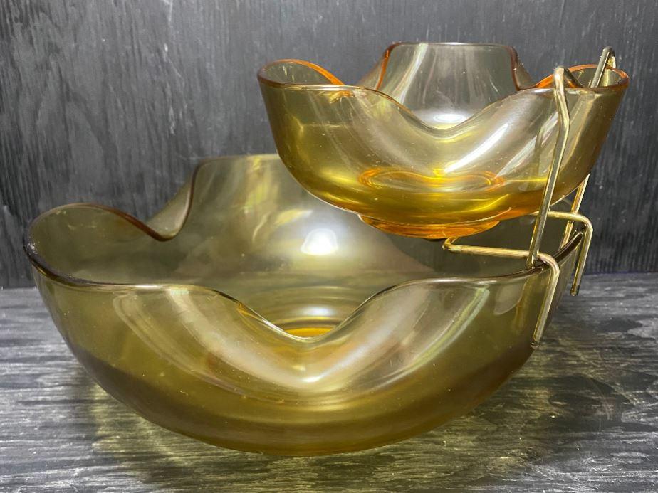 Anchor Hocking Accent Modern Honey Amber Glass Chip & Dip Bowl - photo 2