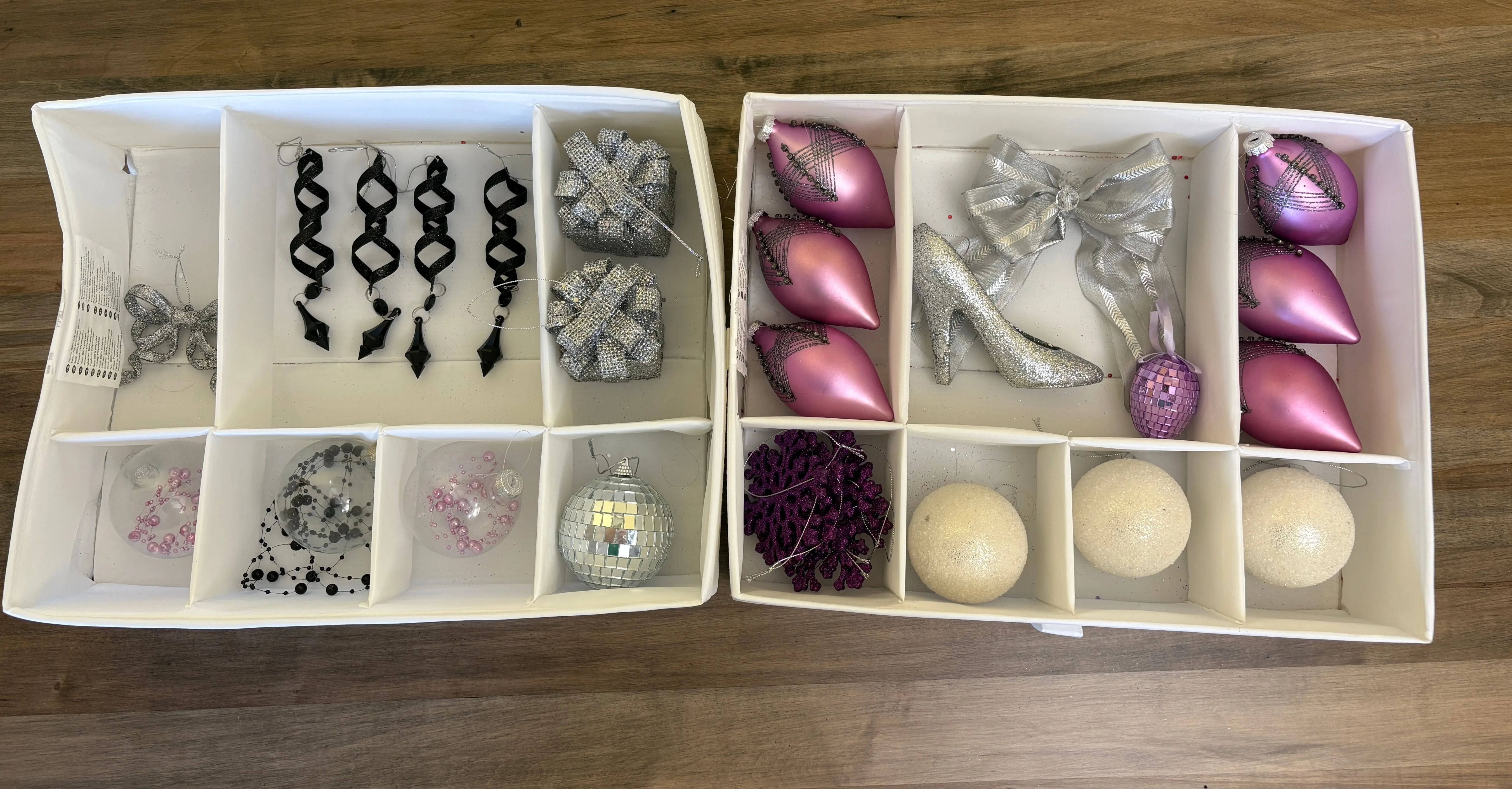 Christmas Ornaments Purple/Pink, White, Silver, Black, Sparkles thumbnail