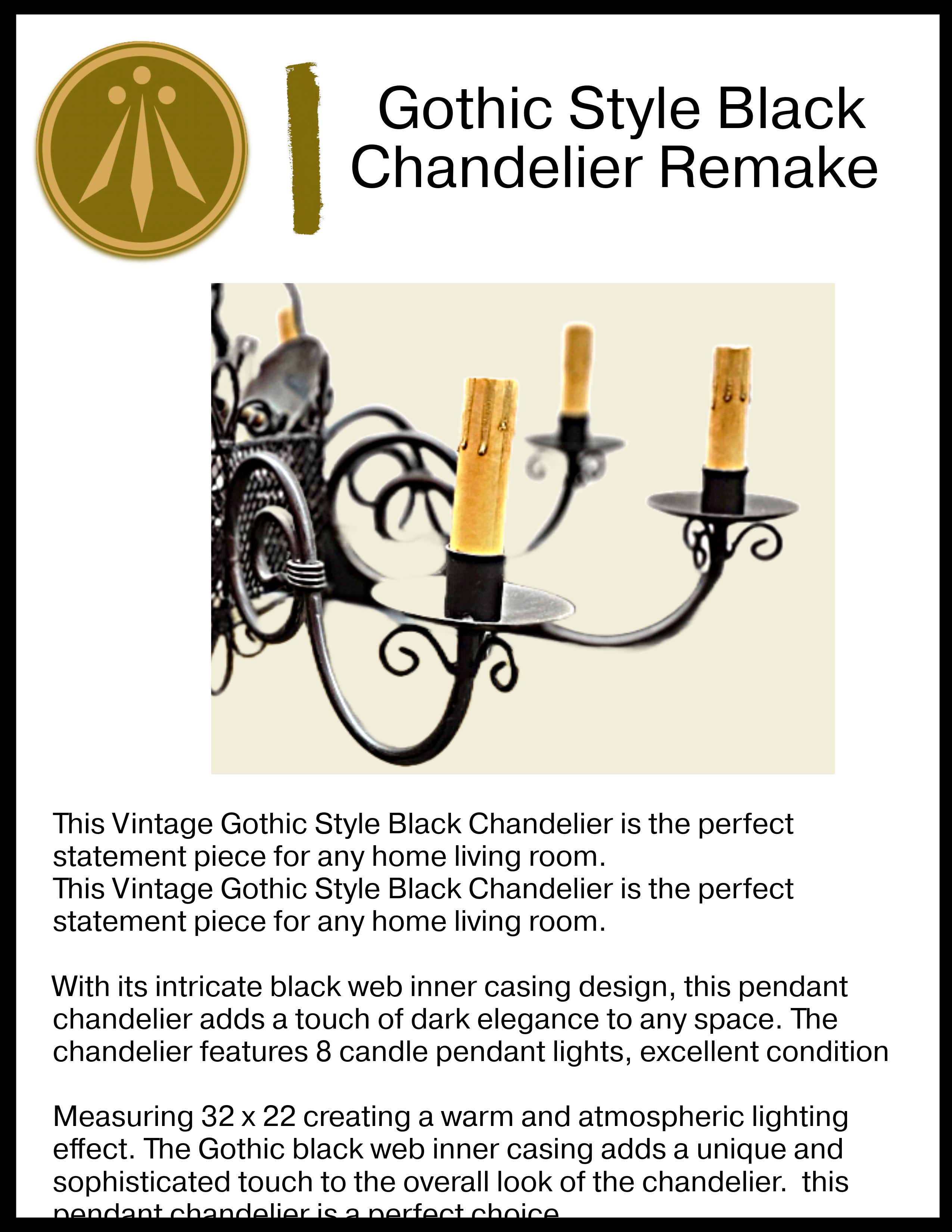 Vintage Gothic Style Black Chandelier Remake - photo 4