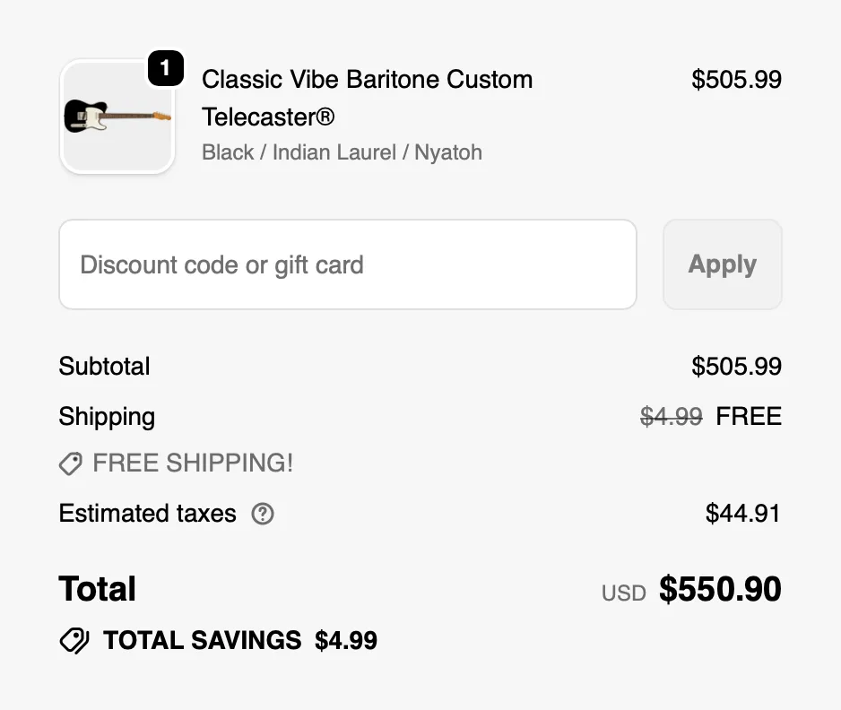 Baritone Fender Squier Telecaster Electric Guitar - Black image indicator(3)