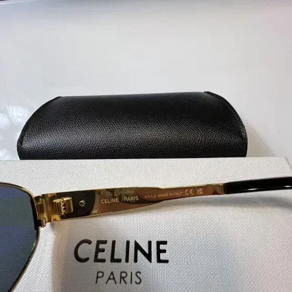 Celine Triomphe CL40235U Sunglasse Gold Green Lens UV Protection image indicator(6)