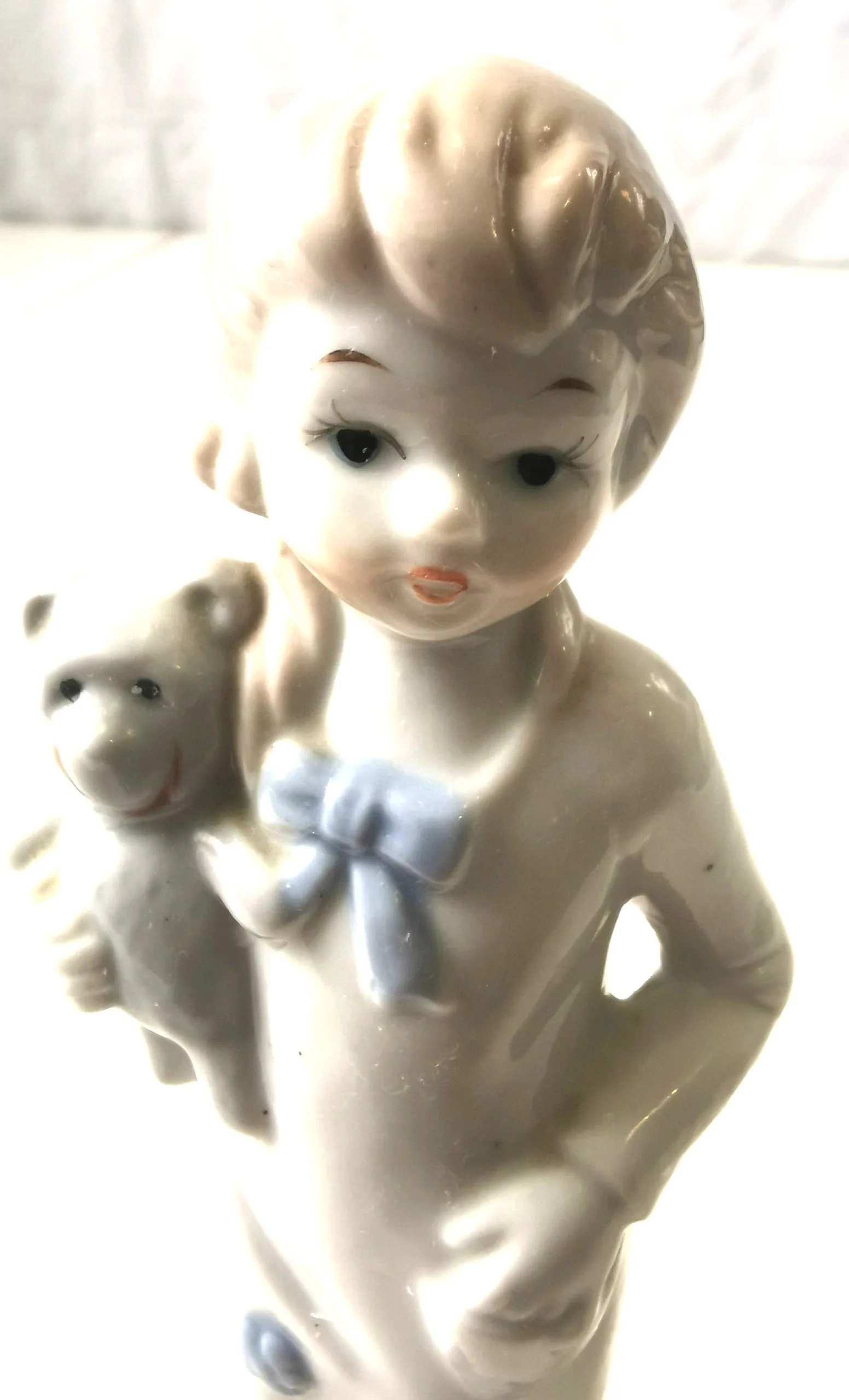 Vintage East German GDR Porcelain Figurine Girl with Teddy Bear image indicator(8)