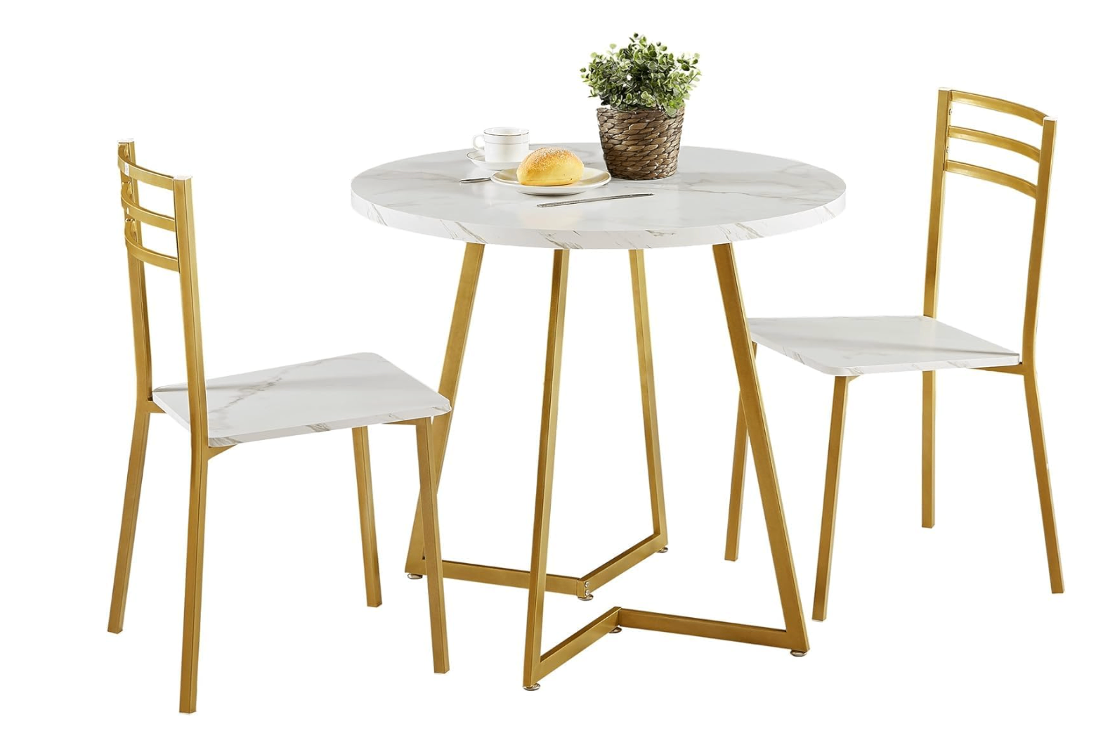 3-Piece Round Dining Table & Chair Set – Very Good Condition - photo 2