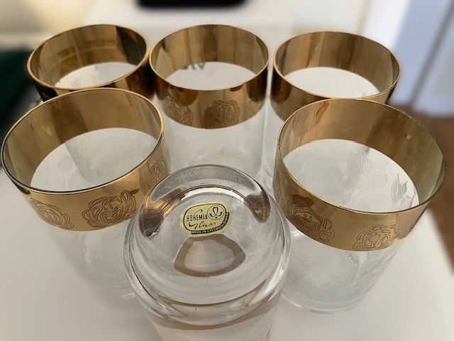 Bohemia Gold Rimmed Glasses, set of 6 - photo 3