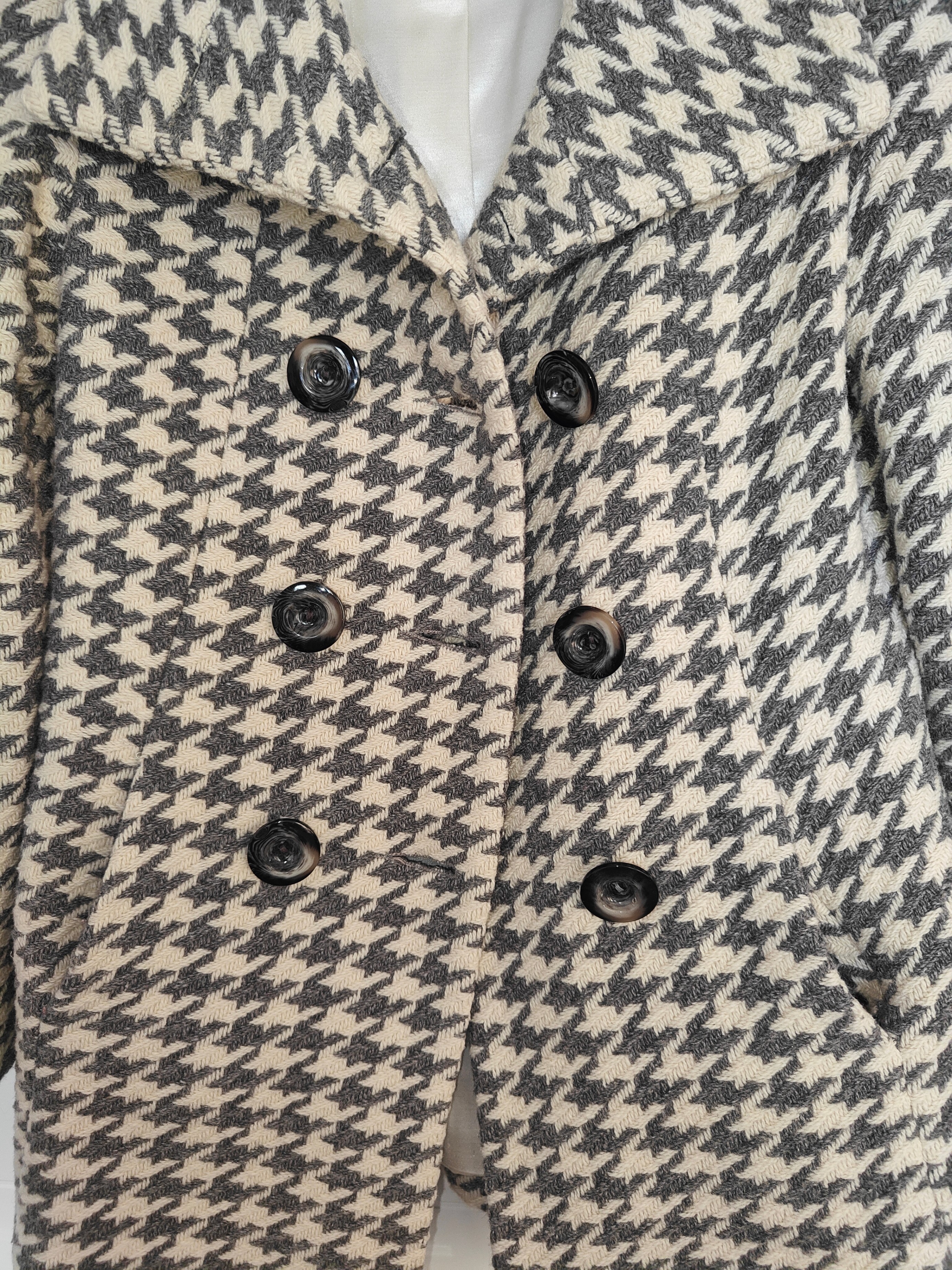 JOSEF Wool Houndstooth Women Winter Peacoat Button Jacket Size 4 - photo 5