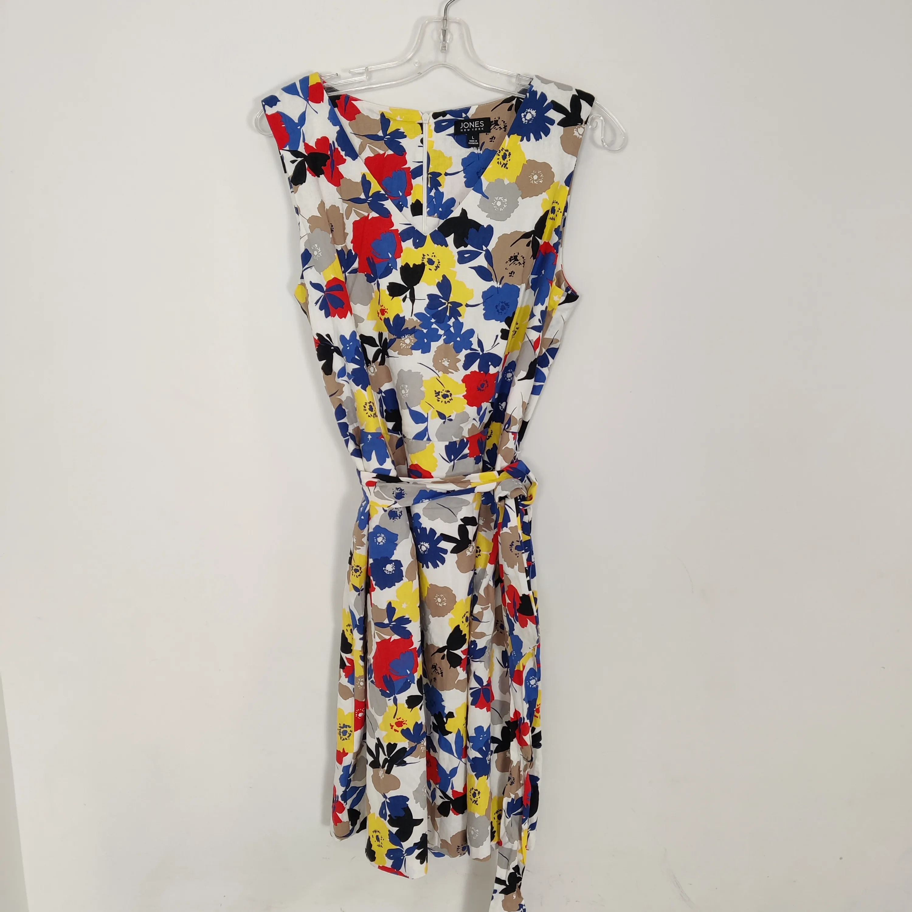 Jones New York Women's V-neck Tie Floral Flare Dress Size Large thumbnail