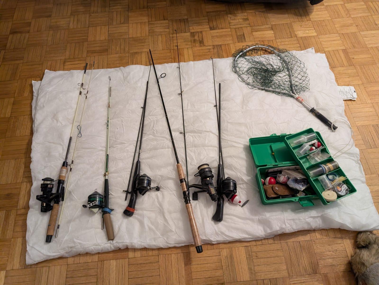 Fishing Rods, Net, Tacklebox