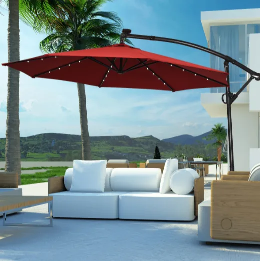 Costway 10FT Patio Offset Umbrella Solar LED 360 degrees thumbnail