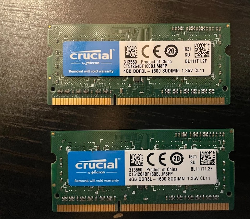 Crucial 4GB DDR3L Laptop RAM (2x4GB) – 1600MHz SODIMM