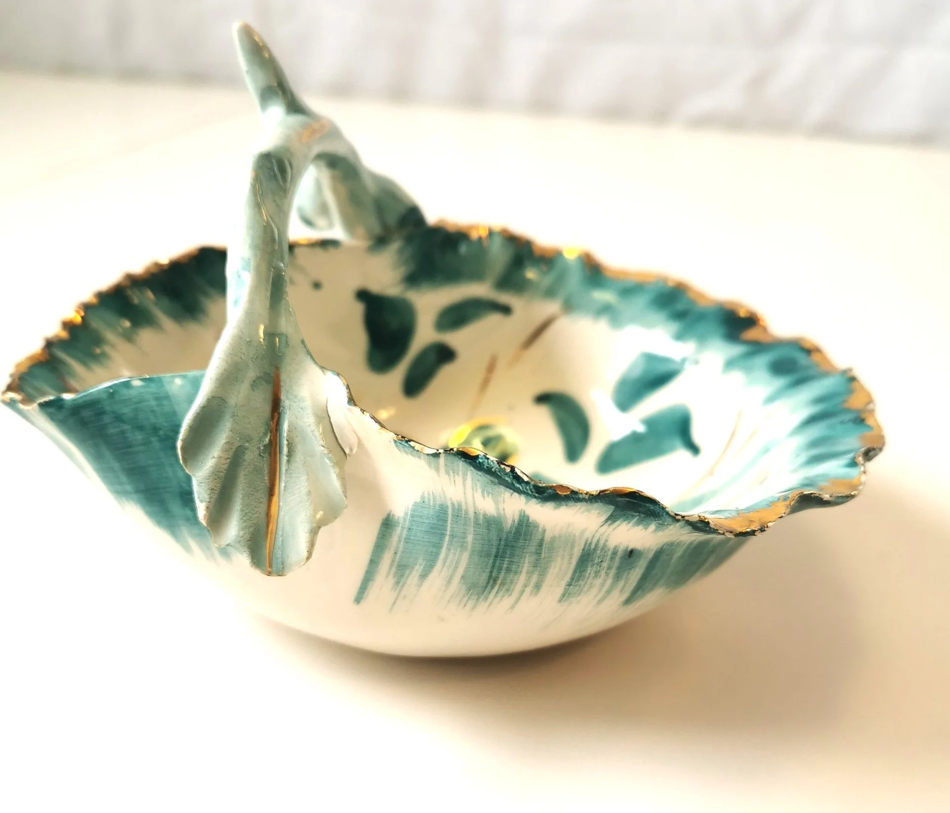 Italian Aqua and Gold Vintage Display Dish image indicator(4)