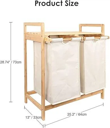 Bamboo Laundry Hamper Sorter Basket image indicator(5)